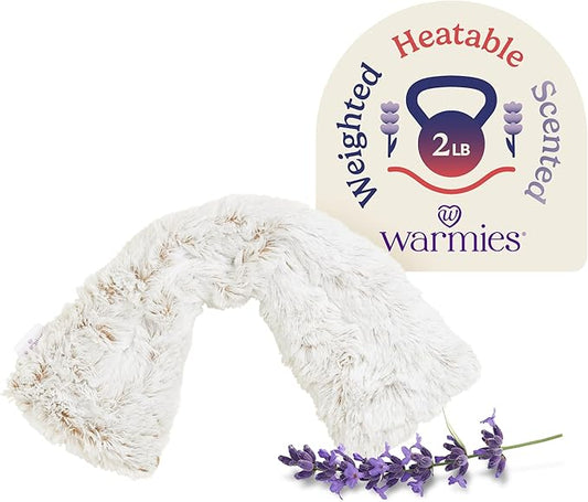 warmies Microwavable Neck & Shoulder Wrap - Heating & Cooling Plush Pad for Calming Relaxation - Weighted & Heated Neck Warmer with Scented Lavender - Microwave Heat Pad for Aches & Pain – Brown