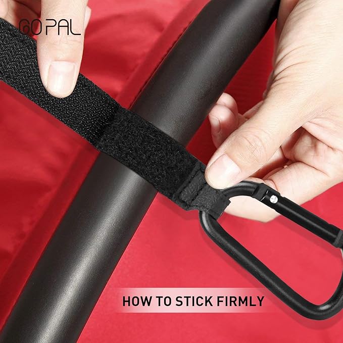 Go Pal 4 Pack Stroller Hooks for Bags, Baby Stroller Clips and Hooks Carry 33lbs Per Stroller Hook, Adjustable Stroller Carabiner Clip for UPPAbaby, DOONA, Baby Jogger, Britax, Chicco