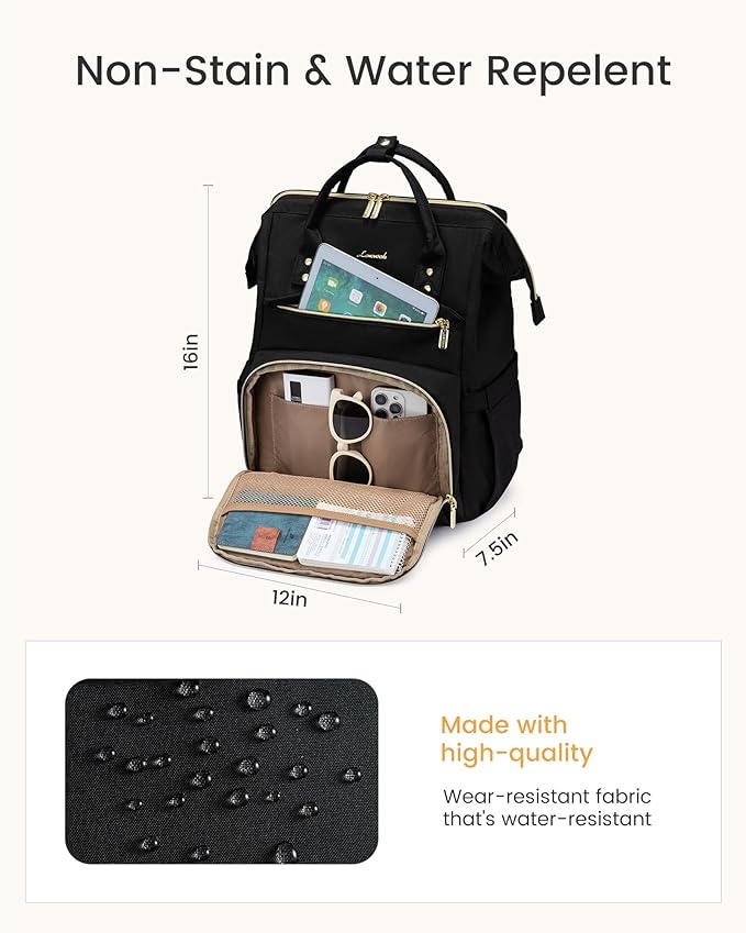 LOVEVOOK Laptop Backpack for Women with Giant Tumbler Holder Pocket,15.6 inch Waterproof Travel Backpack Purse Computer Laptop Bag,Professional Work College Nurse Teacher Backpack Daypack,Olive Green