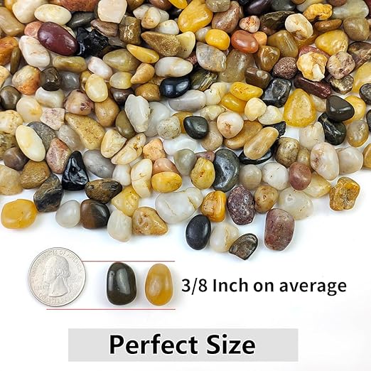 YISZM 10LB Succulent and Cactus Gravel Pebbles, 3/8 Inch Decorative Polished Stones, River Rocks for Plants, Vases, Aquariums, Terrarium and Outdoor Gardening, Natural
