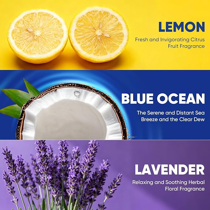 90Ct Aromative Toilet Brush Refills, Toilet Bowl Cleaner Refills, Double-Layer Cleaning Pads Added, Disposable Refill Heads for Toilet Bowl Cleaner Wands，Lemon, Blue Ocean, Lavender （Patented）