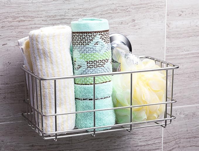 iPEGTOP Suction Cup Deep Shower Caddy Bath Organizer Wall Shelf for Large Shampoo Gel Holder Bathroom Accessories Storage -Rustproof 304 Stainless Steel, 2-Pack
