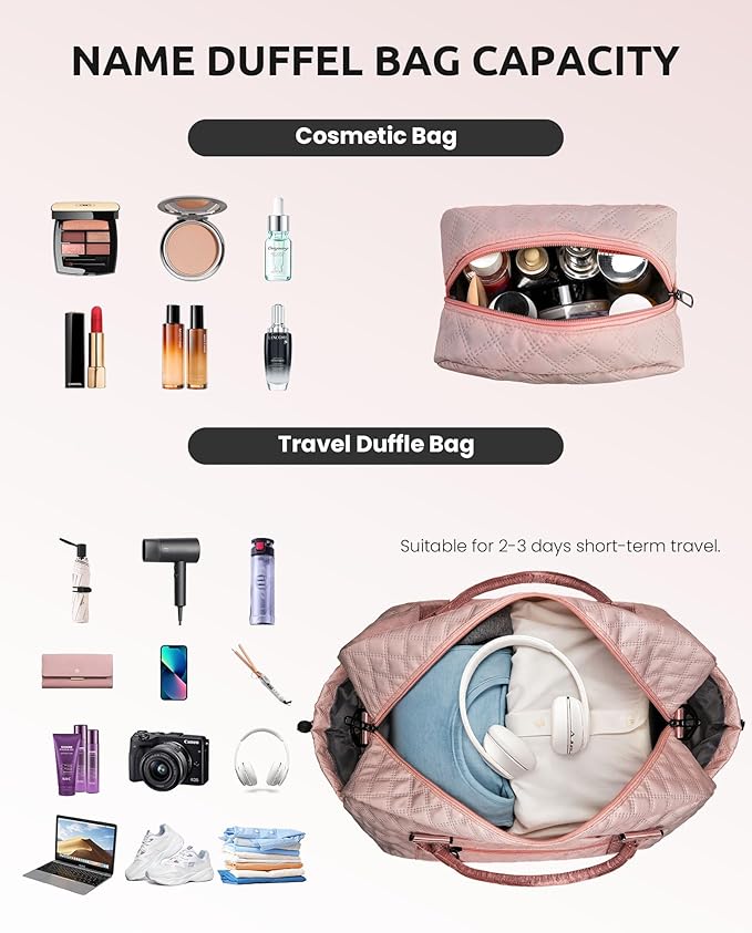 Birthday Gifts for Women - Initial Duffle Bag with Shoe Compartment, Personalized Weekender Bag, Monogram Overnight Bag, Letter Travel Bag with Makeup Bag, Friend Wife Birthday Gift (Letter C)
