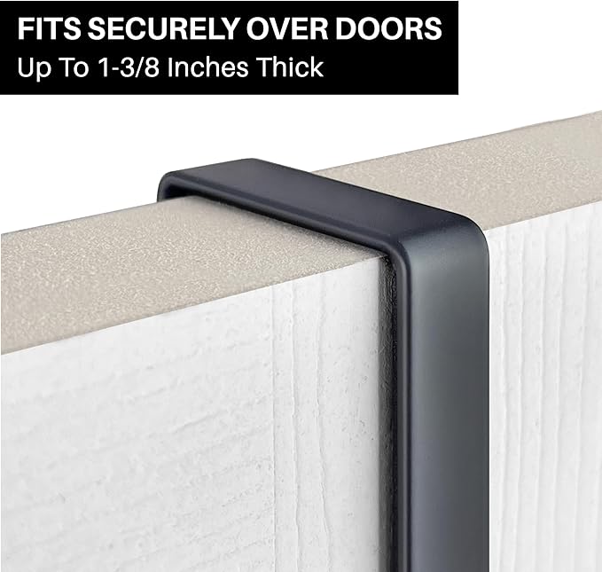 LYNK Professional® Home™ Over Door Hooks Rack - 14 Hook Over Door Hanger - Over Door Towel Rack - Hanging Towels or Clothes - Bathroom, Bedroom or Laundry Room - Lifetime Ltd. Warranty - Black