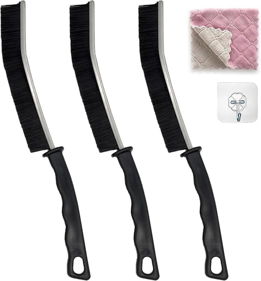 Crevice Cleaning Brush Set (3 Pack) – Multifunctional Gap Cleaner Tool for Bathroom, Kitchen, Car Vents, Sliding Doors, Keyboards – Stiff Bristles, Ergonomic Handle