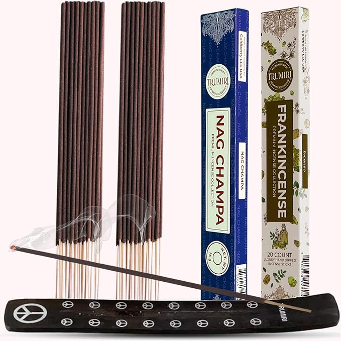 Trumiri Incense Sticks - Combo Pack of 35 Insence-Sticks - 15 Nag Champa + 20 Frankincense - Insenses - Insents - Incents - Inscense - Incence - Incienso - All Natural Incense Sticks