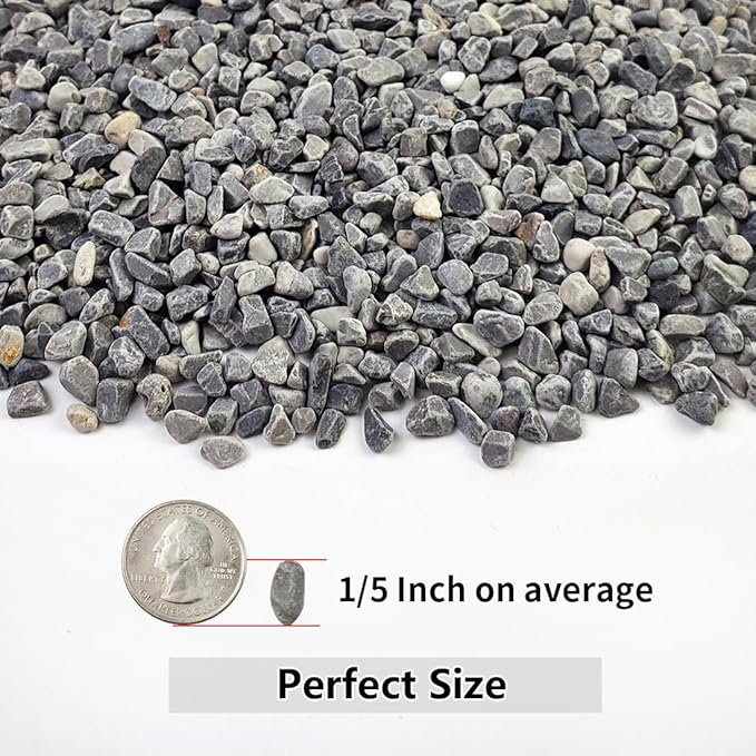 YISZM 10LB Succulent and Cactus Gravel, 1/5 Inch Natural Decorative Polished Pebbles for Landscaping, Grey River Rocks for Plants, Vases, Aquariums, Terrarium and Outdoor Gardening