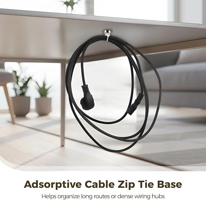 Magnetic Cable Zip Tie Mounts Kit, 30 Pcs Holders with 100 Pcs Cable Ties, Heavy-Duty Magnetic Wire Management for Desk, Office, Home, Automotive, Marine, Multipurpose Cable Clips Organizers, Silver