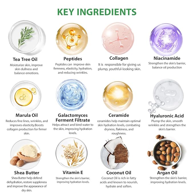 Tea Tree Women Collagen Face Sheet Mask Skin Care Gift, 33 Pcs Self-Care Relaxation Set, Under Eye Patch, Necklace, Lip Gloss, Bath and Body Kit, Face Serum, Christmas, Mother Day, Birthday Present