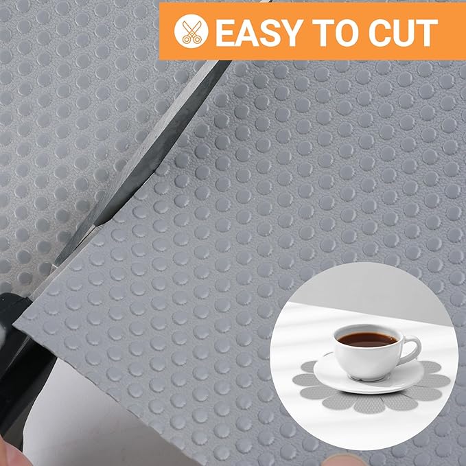 FLPMIX Shelf Liner Light Gray: Waterproof Kitchens Drawer Mat 15 X 240 Inch - Easy to Cut Pantry Cabinets Liners for Cupboard