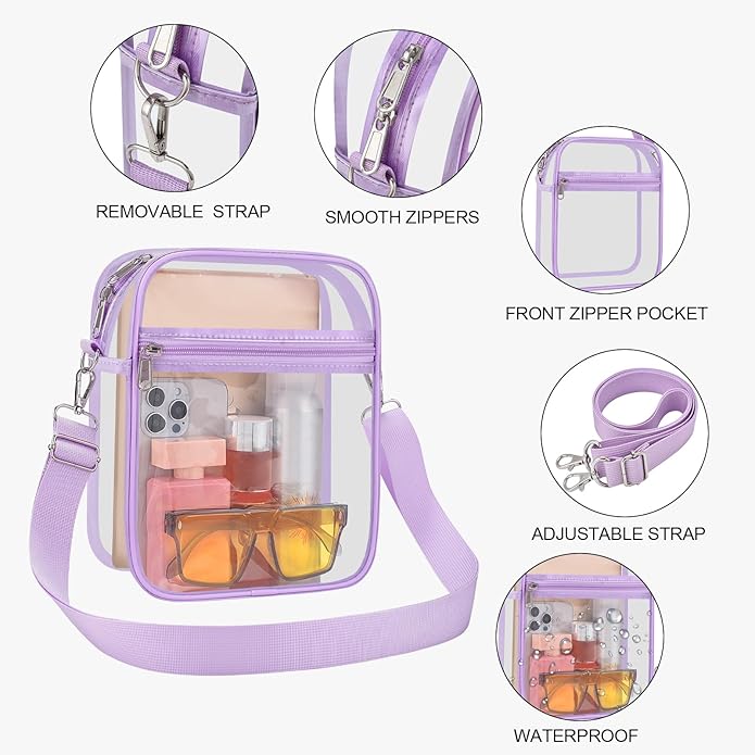 USPECLARE Clear Purse Stadium Transparent Messenger Bag Stadium Approved for Men and Women Clear CrossBody Bag