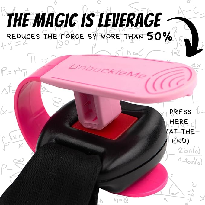 UnbuckleMe Car Seat Buckle Release Tool - Easy Opener Aid for Arthritis, Long Nails, Older Kids - Button Pusher for Infant, Toddler, Convertible 5 pt Harness car Seats - As Seen on Shark Tank (Pink)