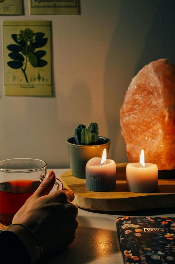 Salacia Himalayan Salt Lamp – Extra Large Pink Crystal Rock with Wooden Base & Dimmer Switch | Handcrafted Night Light for Bedroom, Office, Home Décor | Natural Air Purifier