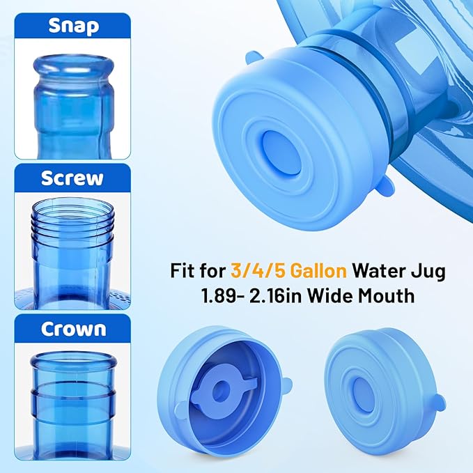 Myvision Reusable 3-5 Gallon Water Jug Caps, Secure Cap for Water Dispenser,No Spill Silicone Replacement Cap,Suitable for bottle mouths with diameters ranging from 1.89 to 2.16 inches (10)