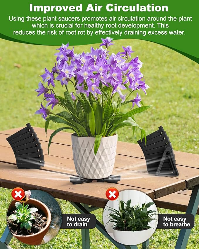 FantasyLife Pot Feet for Outdoor Planters, Invisible Breathable Plant Risers, Moisture-Proof Pot Stands Toes Lifters for Heavy Plants, Stackable Planter Feet for Indoor Outdoor (24pc Black, Large)