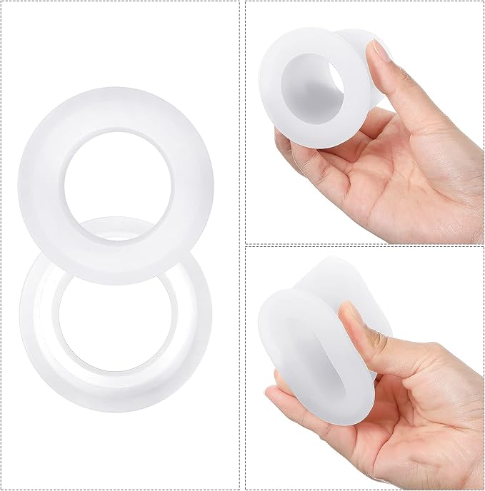 Outus Patio Table Umbrella Hole Ring Umbrella Cone Wedge Plug Umbrella Stabilizer Sleeve for 2 to 2.5 Inch Patio Table Hole and 1.5 Inch or Umbrella Pole Adapter (Transparent, 4 Pieces)