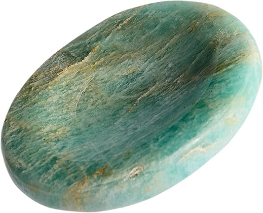 Amazonite Worry Stone – Crystal Thumb Worry Stones for Anguish, Stress – Relaxing and Soothing Balance Stones for Meditation, Stress Relief – Healing Stones and Crystals for Men and Women