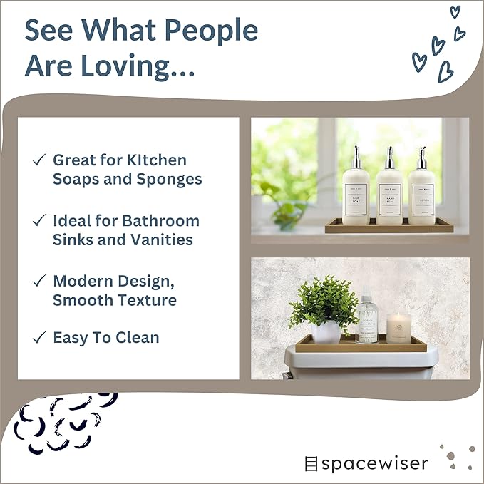 Spacewiser Countertop and Vanity Tray - 11.7" Silicone Bathroom Tray, Flexible Dish Soap Holder for Kitchen, Bathroom Counter Organizer, Shower Toilet Tank Trays Décor Accessories, Sink Makeup Mat Oil