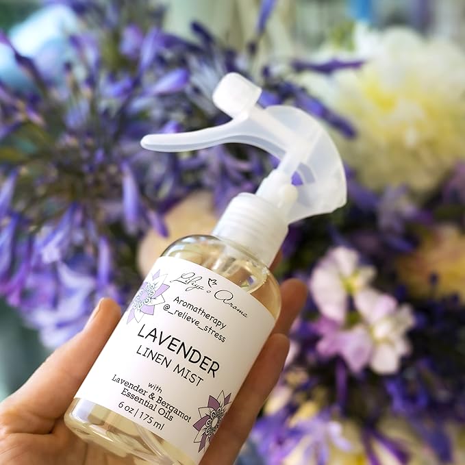 LILIYA’S AROMA Lavender Linen Mist – Aromatherapy Pillow & Room Spray | Lavender Essential Oil for Better Sleep | 6 oz