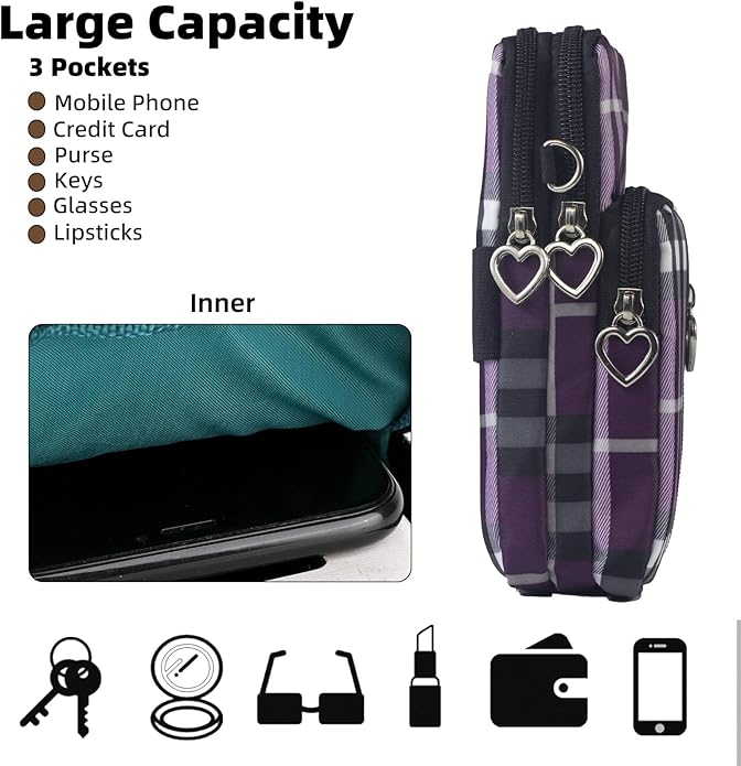 JANKS Small Crossbody Bag for Women - Mini Phone Purses with Crossbody Strap and Wallet - Nylon Arm Bag