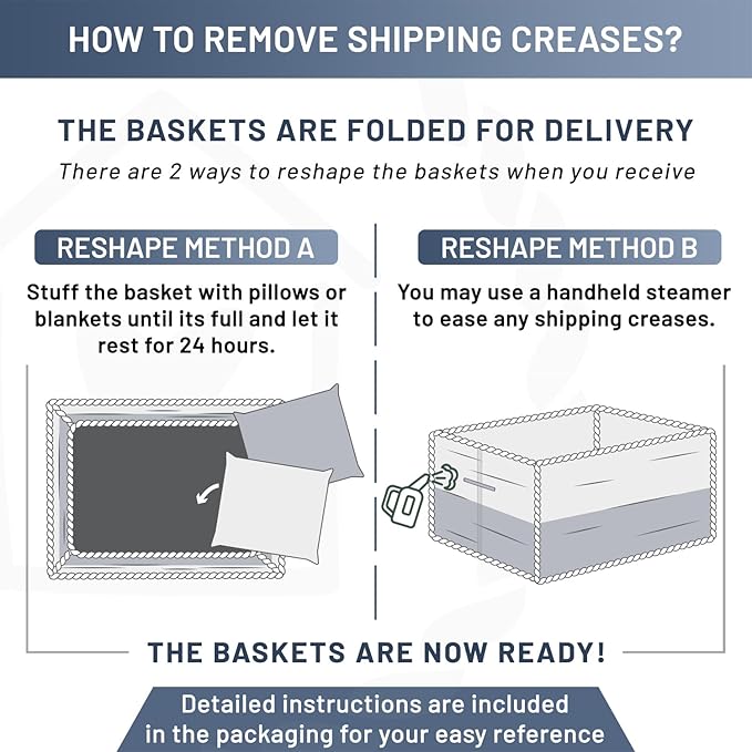 NaturalCozy Storage Baskets 16.8”x13”x7.6” Cotton Rope Woven Baskets for Organizing, 3-Pack | Toy Storage Bins | Basket for Shelves, Laundry, Blanket, Clothes, Closet, Kitchen, Bathroom, Gifts