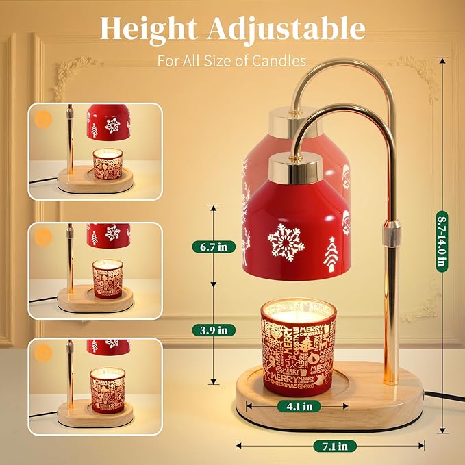 Seniny Christmas Candle Warmer Lamp with Timer, Adjustable Height Dimmable Lamp Candle Warmer for Jar Candles, Electric Warming Light, Home Decor Flameless Wax Melter Lamps, Birthday Gifts for Women