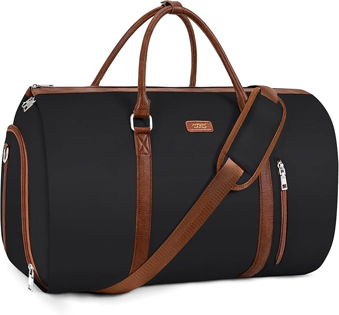 Convertible Garment Duffle Bags for Travel - Carry On Garment Bags With Toiletry Bag, Large Weekender Bags for Women Men 2 in 1 Hanging Suitcase Suit Travel Duffel Bags (2pcs Set, Black)