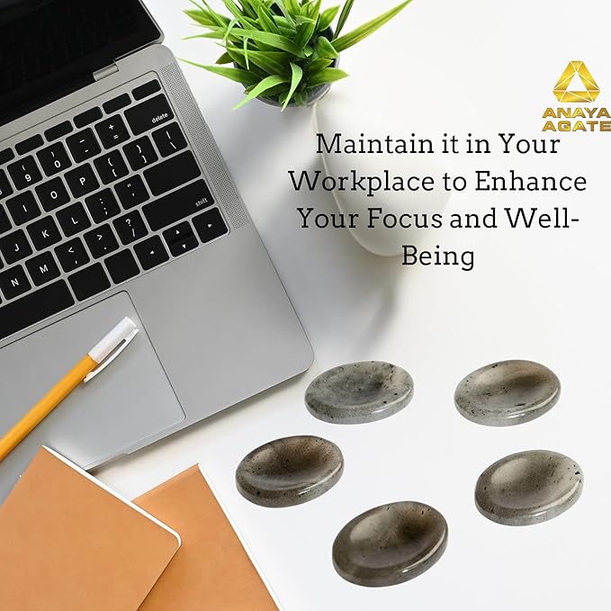 Iolite Worry Stones – Crystal Thumb Worry Stone for Anxiety, Stress – Relaxing and Soothing Balance Stones for Meditation, Stress Relief – Healing Stones and Crystals for Men and Women