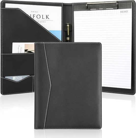 Pacific Mailer Padfolio Clipboard Folder Portfolio Organizer with Removeable Clipbaord Folio Clipboard Binder [Black]