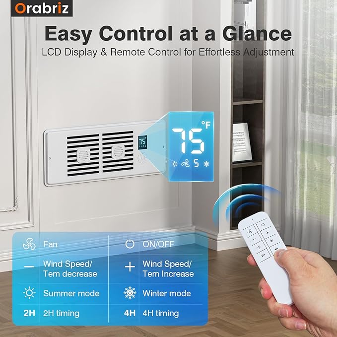 AC Vent Booster Fan 4" x 12" Register, Quiet 10-Speed Register Booster Fan with Thermostat Control, Remote & LCD Display, Aroma Pad Slot, Fixes Hot & Cold Spots in Rooms
