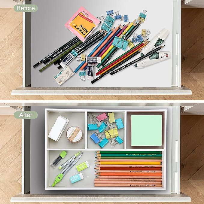 GORESE Faux Leather Valet Tray, Stackable Jewelry Trays for Dresser Table Drawer, Nightstand Organizer for Men Women, EDC Catch All Tray for Trinket, Key, Purse, Sunglass, Watch, Cologne, White