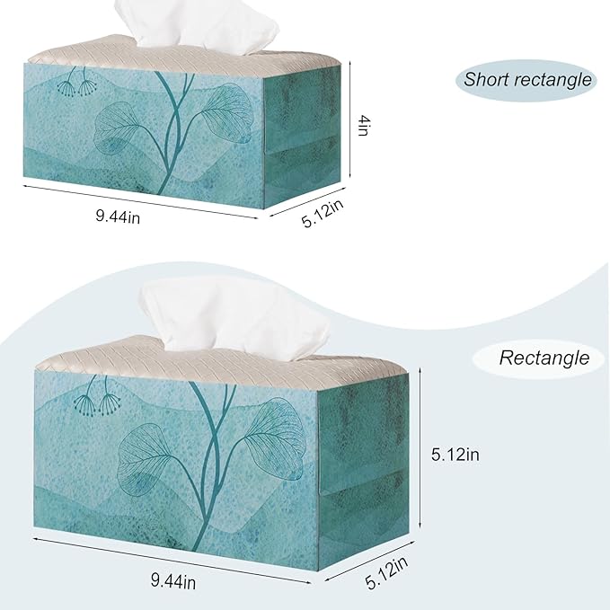 Tissue Box Cover PU Leather Tissue Holder Square Facial Tissue Case Facial Paper Organizer Dispenser for Bathroom, Vanity Countertop, Tabletop, Car, Rectangle, Black