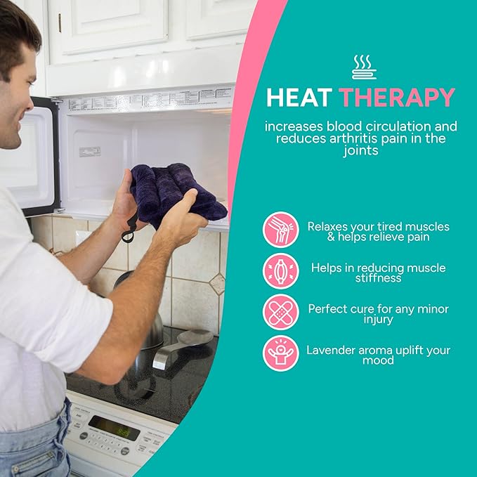 SunnyBay Microwave Heating Pad, Microwavable Heated Neck and Shoulder Wrap with Wide Neck Coverage, Hands-Free Moist Aromatherapy Hot Pack with Lavender, 26x7 Inches, 2.5 lbs, Purple