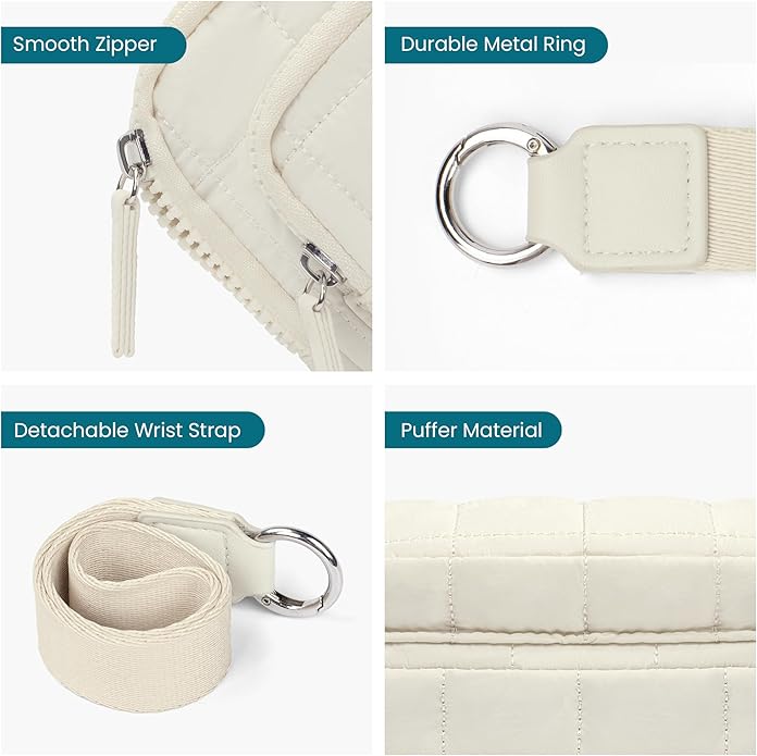 VONAL Wristlet Wallets for Women Nylon Quilted Wallet with 3 Zipper Purse for Travel Credit Card Holder Phone Organizer