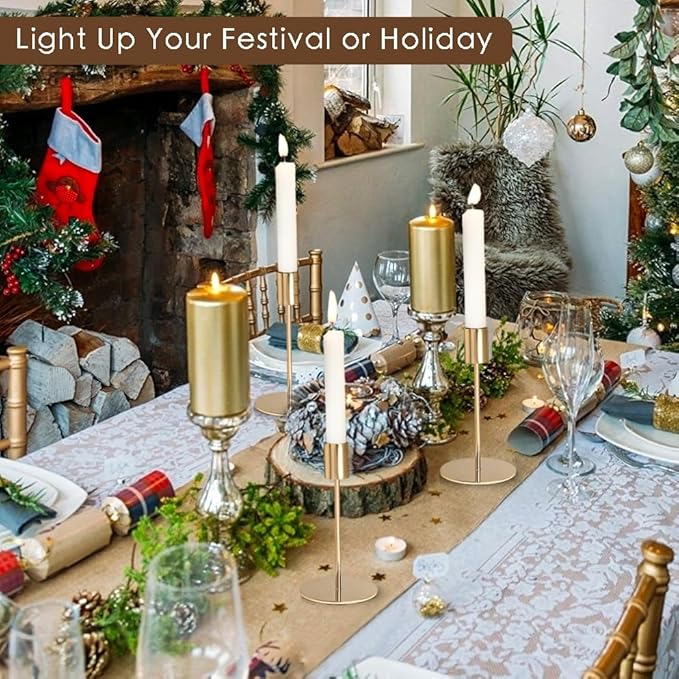 Gold Candlestick Holders - Bulk Decorative Metal Candelabra for Taper Candles - Fit 0.8 Inch Diameter - Gold Taper Candle Stands for Wedding Home Party Table Decor (Set of 18)