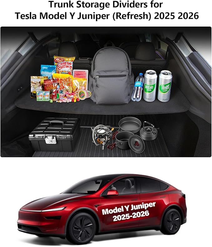 cybtkcar for Tesla Trunk Cargo Cover Model Y Juniper 2025 2026 Trunk Storage Board Model Y Accessories Storage Dividers Layered Partition Board Shield Shade Anti-Spy Luggage Privacy