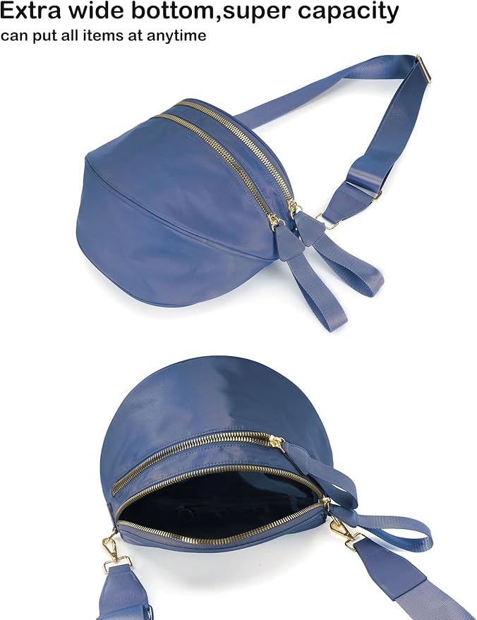FEIBOON Spacious Nylon Crossbody Bag Bum Bag Handbags Wallets Purses Trendy Shoulder Bag for Women