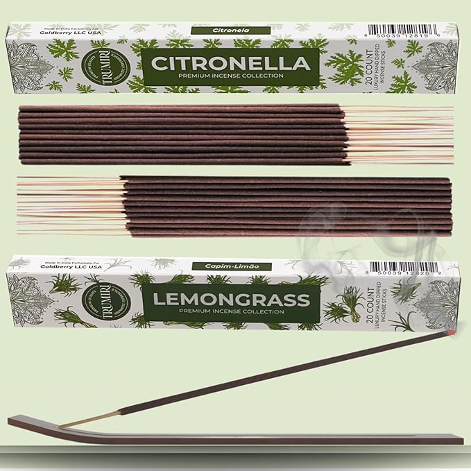 Trumiri Incense Sticks - Combo Pack of 40 Insence-Sticks - 20 Citronella + 20 Lemongrass - Insenses - Insents - Incents - Inscense - Incence - Incienso - All Natural Incense Sticks