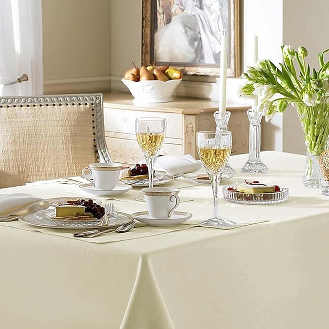 Fitable Ivory Rectangle Tablecloths for 6 Foot Tables, 6 Pack - 70 x 108 Inches - Stain Resistant and Washable Table Clothes, Polyester Fabric Table Covers for Wedding, Party, Banquet, Buffet