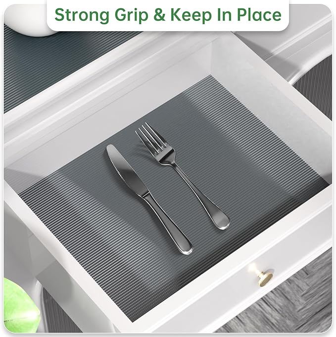 Shelf and Drawer Liner for Kitchen Cabinet, Non-Adhesive 24in x 120in Waterproof Durable Thickened EVA Material Easy-to-Cut Contact Paper Non Slip Mat for Refrigerator, Cupboard, Dresser