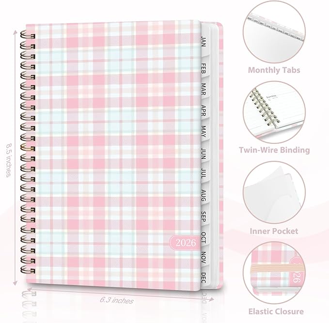 2026 Planner, Weekly and Monthly Calendar Academic Planner, Jan 2026 - Dec 2026, Planning Agenda Book for Desk Accessories and School Supplies - A5 (6.3'' x 8.5'')