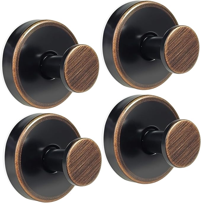 ZESLMG Bronze Suction Cup Hooks for Glass Window, Shower Hook for Inside Shower, Removable Towel Hooks for Bathroom Kitchen Wall Glass Door, Wreaths Loofah Suction Hook for Hanging, 4 Pack