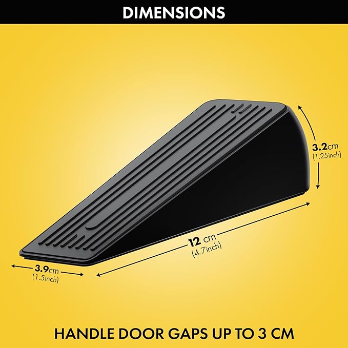 Heavy Duty Door Stop, Anti-Skid Door Stoppers for Bottom of Door, Floor Door Stopper with Strong Grip for All Floor Types (Stainless Steel, Pack of 4-SS-Black)