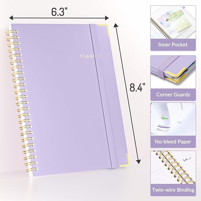 Forvencer Academic Planner 2026-2027, July 2026-June 2027 Weekly & Monthly Hardcover Calendar Planner, 6" X 8", Daily Agenda Book, School Office Notebook College Teacher Organizer A5, Off-white