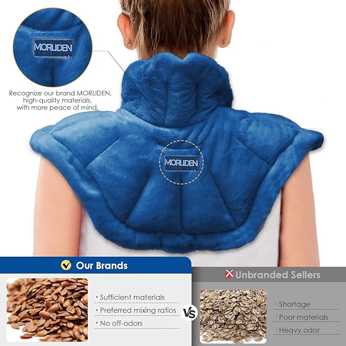 Microwavable Heated Neck Wrap Warmer and Shoulder Heating Pad Microwave, Weighted Microwave Heating Pad for Neck and Shoulders Hot and Cold Compress