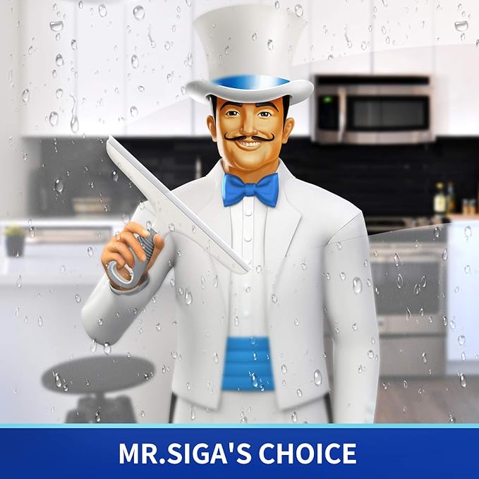 MR.SIGA Multi-Purpose Silicone Squeegee for Window, Glass, Shower Door, Car Windshield, Heavy Duty Window Scrubber, Includes Suction Hook, 10 inch, White & Gray, 2 Pack