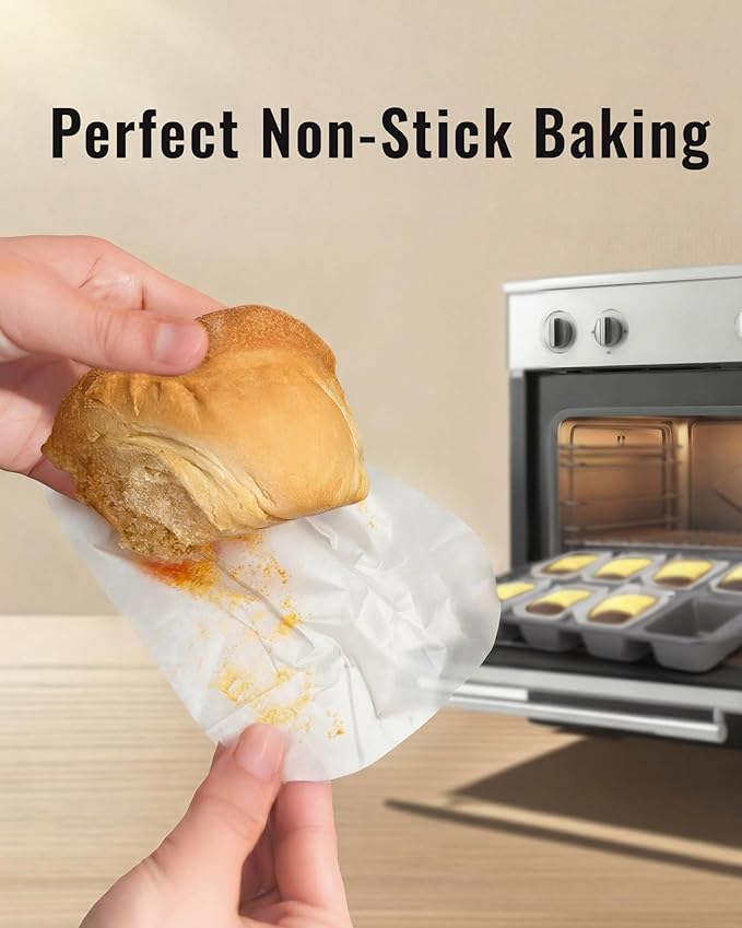 Bake Choice 100 Pcs White Mini Loaf Pan Liners Compatible with Wilton Mini Loaf Pan, Natural Parchment Paper Cupcake Liners, Petite Loaf Baking Cups for Cupcake, Muffin, Brownies, 3.15*1.97*1.57inch