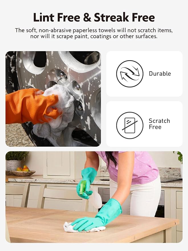 Fantasticlean Microfiber Cleaning Cloth Roll - 40 Pack, Tear Away Microfiber Towels, 12" x 12", Reusable, Washable, Scratch Free, Ultra Absorbent Dishcloth for All-Around Cleaning Supplies (White)