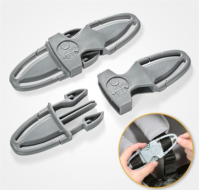 Child Car Seat Chest Harness Clip Universal Replacement for Kids, Toddler, Stroller 1 Piece, Grey,Oval (6.89 X 3.98 X 0.87 inches)