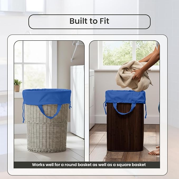 LFH Home Cotton Canvas Large Laundry Bag with Handle, Heavy Duty Drawstring Closure Washable Laundry Bags, School Travel, Home, Hotel, College Dorm, Organizer Sack, Toys Clothes 24x36-Sky Blue